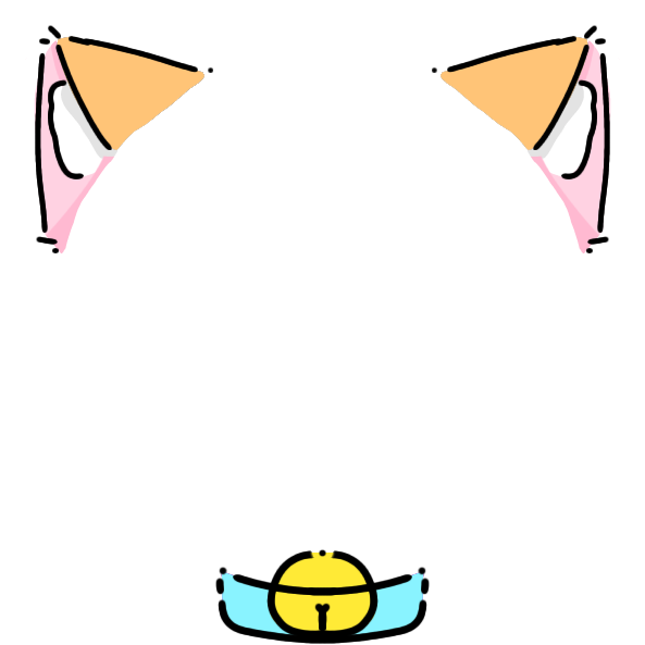 cyan collar light orange cat ears Decoration